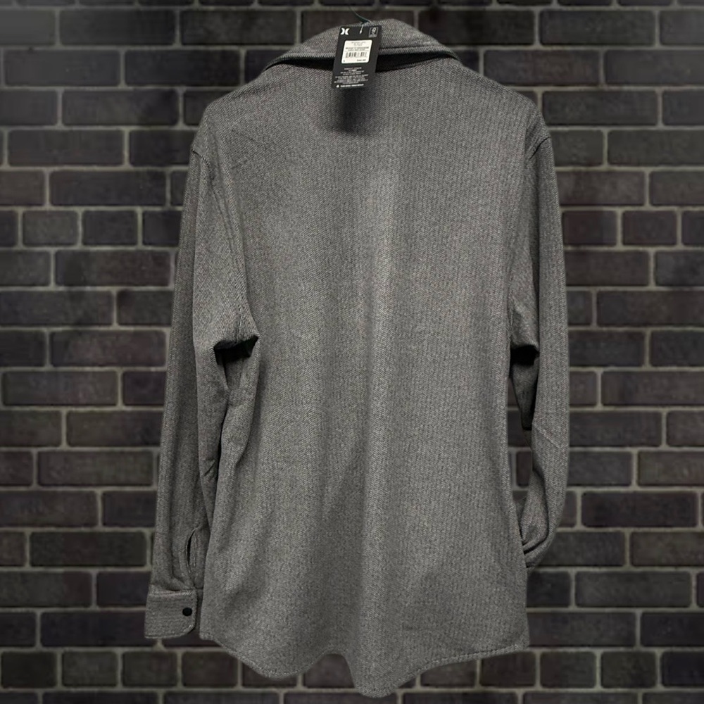 Hurley Men’s Brushed Herringbone Fleece Snap Jacket Gray Size Large NWT - Picture 7 of 12